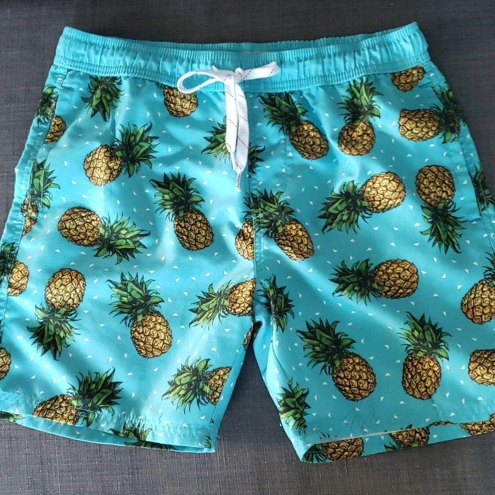 Men's Trinity Collective Pineapple Slim-Fit Elastic Swim Shorts, Size L
